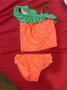 wonder nation Mint Green and Coral Kids One-Piece Swimsuit